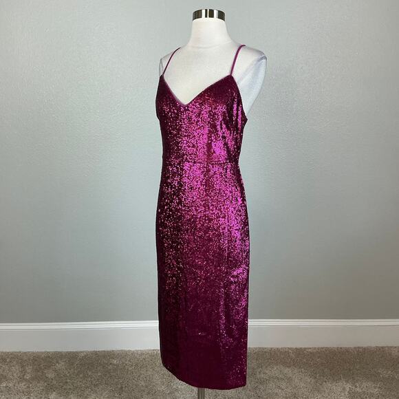 Donna Karan Sequined Sleeveless Midi Sheath Colorful Pink Size 8 Sleeveless - Picture 4 of 14